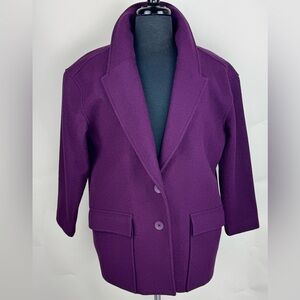 Kate Spade Saturday Plum Purple Wool Blend Oversize Women's Peacoat sz Small EUC